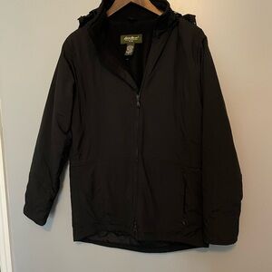 Eddie Bauer Fleece Lined Rain Coat Womens Size Medium removable hood